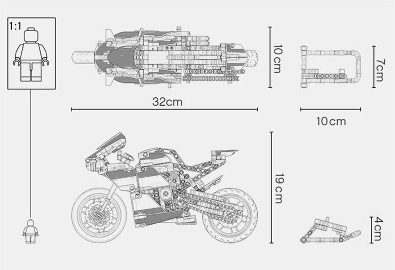 Constrói uma Moto Ducati MOC - Blocos de Construção, Montagem Difícil, Desafio de Montagem Constrói uma Moto Ducati MOC - Blocos de Construção, Montagem Difícil, Desafio de Montagem
